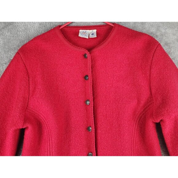 JG Hook Sweater Womens Medium Red Wool Button Up Long Sleeve Vintage Cardigan - Picture 7 of 12